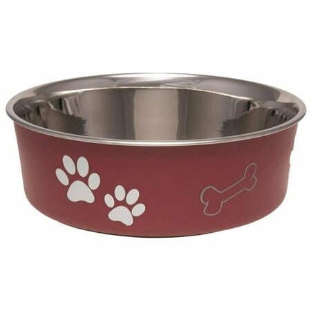 BOSS PET Loving Pets Pet Feeding Bowl, Xl, 72 Oz Volume, Polyresin/Stainless Steel, Merlot 7415XLM